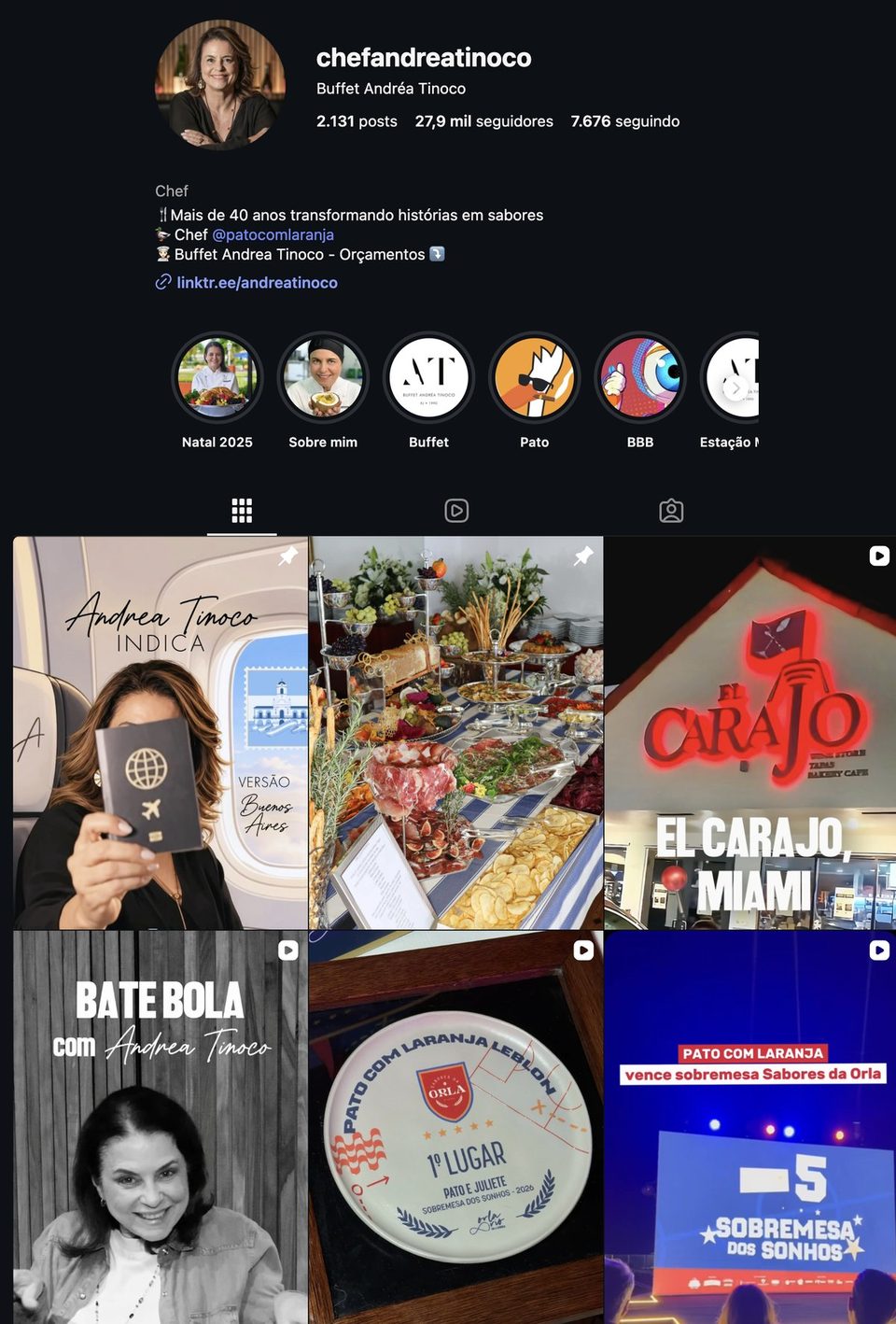 Perfil @chefandreatinoco
